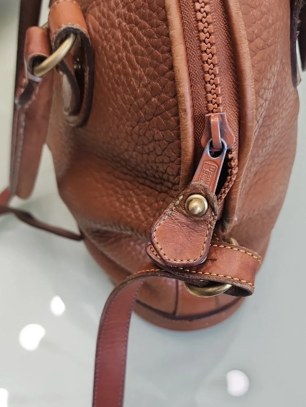 Dooney & Bourke  Chestnut Brown Pebbled Leather Satchel All Weather. No Tag